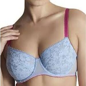 MOI💋 • Lt Blue & Magenta Laced Bra • 34DD •